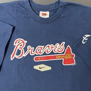 Vintage Nike Atlanta Braves Tshirt 2006 Blue Size‎ XL Classic Center Logo